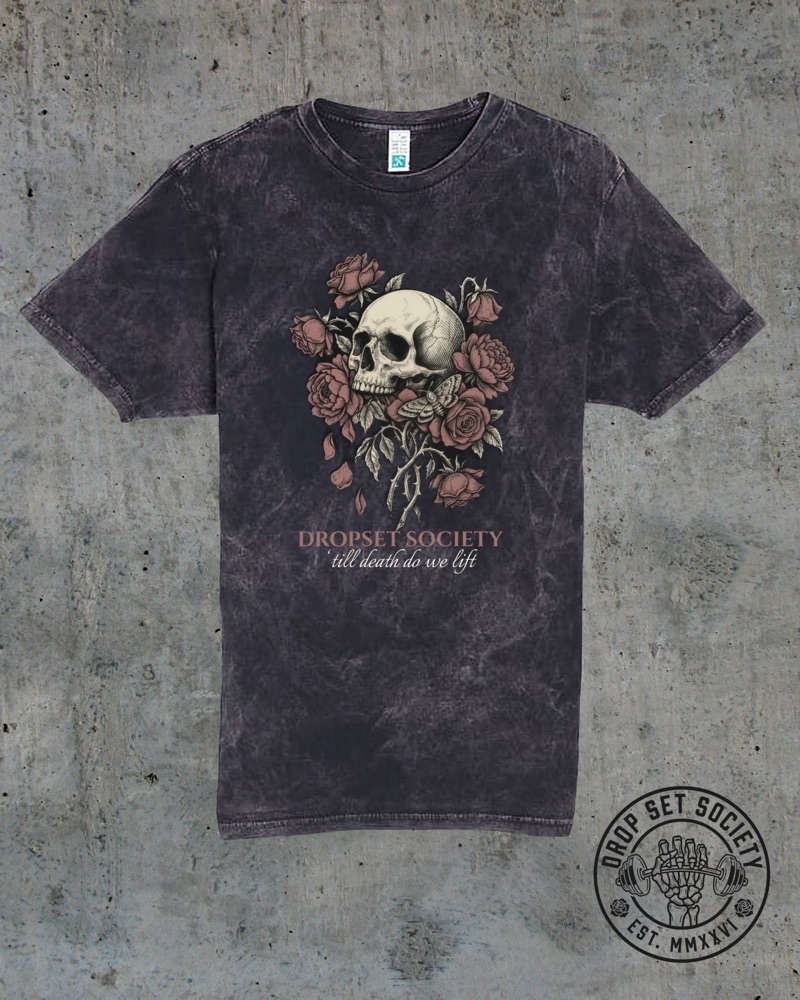 Till Death Do We Lift tee, mineral wash boxy crop, Cloud Black